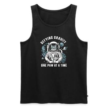 Katze Astronaut Astronomie Äußeres Sonnensystem - Männer Premium Bio Tank Top - Schwarz - Vorne - AI Model Male 178 light (178cm)