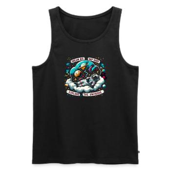Katze Astronaut Astronomie Äußeres Sonnensystem - Männer Premium Bio Tank Top - Schwarz - Vorne - AI Model Male 178 light (178cm)