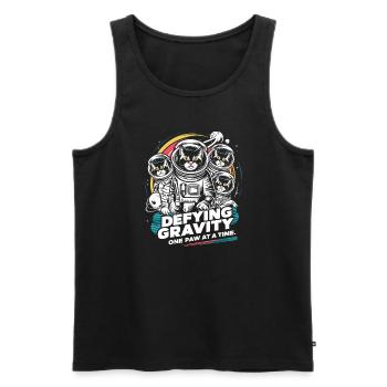 Katze Astronaut Astronomie Äußeres Sonnensystem - Männer Premium Bio Tank Top - Schwarz - Vorne - AI Model Male 178 light (178cm)
