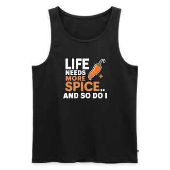 Amateurs de cuisine épicée, Chili Peppers Chef - Débardeur bio Premium Homme - noir - Devant - Michal (187cm)