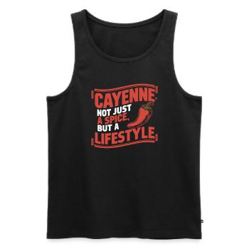Amateurs de cuisine épicée, Chili Peppers Chef - Débardeur bio Premium Homme - noir - Devant - Michal (187cm)