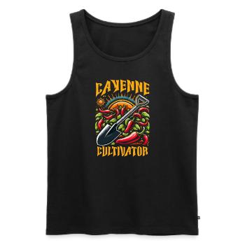 Amateurs de cuisine épicée, Chili Peppers Chef - Débardeur bio Premium Homme - noir - Devant - Michal (187cm)