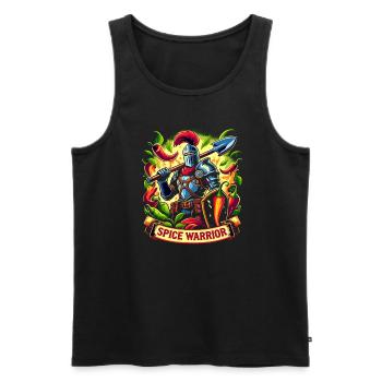 Amateurs de cuisine épicée, Chili Peppers Chef - Débardeur bio Premium Homme - noir - Devant - Michal (187cm)