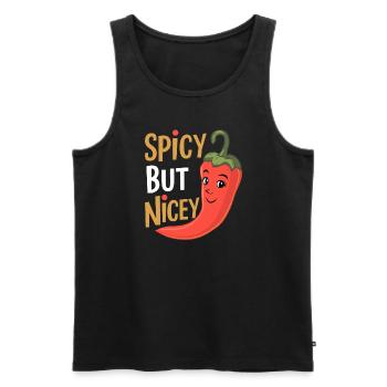 Amateurs de cuisine épicée, Chili Peppers Chef - Débardeur bio Premium Homme - noir - Devant - Michal (187cm)