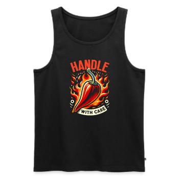 Amateurs de cuisine épicée, Chili Peppers Chef - Débardeur bio Premium Homme - noir - Devant - Michal (187cm)