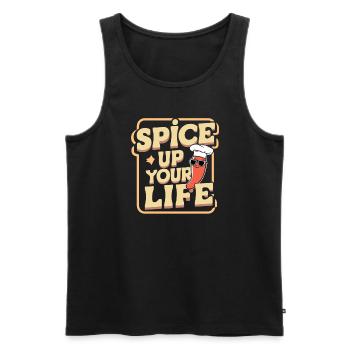 Amateurs de cuisine épicée, Chili Peppers Chef - Débardeur bio Premium Homme - noir - Devant - Michal (187cm)
