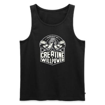 Bodybuilding, Powerlifting, Weightlifting, Fitness - Men's Premium Organic Tank Top - black - Front - Michal (187cm)