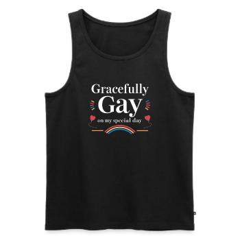 Birthgay Gay Pride Flag Pride Month Equal Rights - Men's Premium Organic Tank Top - black - Front - Michal (187cm)