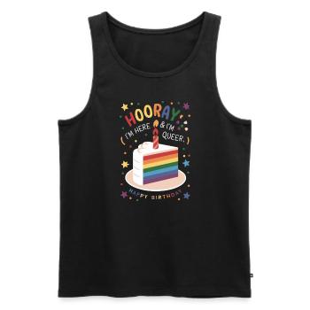 Birthgay Gay Pride Flag Mois de la fierté Egalité des droits - Débardeur bio Premium Homme - noir - Devant - Michal (187cm)