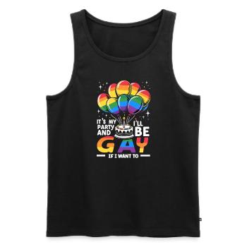 Birthgay Gay Pride Flag Mois de la fierté Egalité des droits - Débardeur bio Premium Homme - noir - Devant - Michal (187cm)
