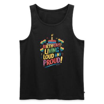 Birthgay Gay Pride Flag Mois de la fierté Egalité des droits - Débardeur bio Premium Homme - noir - Devant - Michal (187cm)