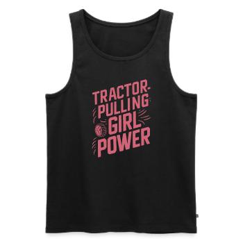 Tracteur tirant un tracteur Tracteur tirant un tracteur Power Farm - Débardeur bio Premium Homme - noir - Devant - AI Model Male 178 light (178cm)