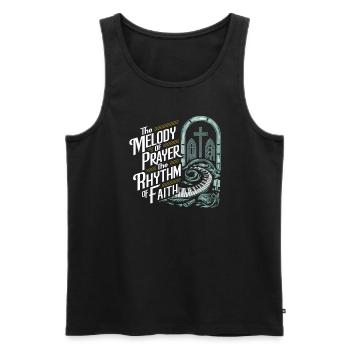 Prayer Songs Jesus Christ Religious Music - Men's Premium Organic Tank Top - black - Front - AI Model Male 178 light (178cm)