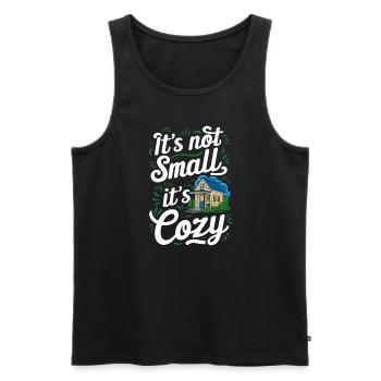 Rolling Tiny House Minimalist Lifestyle - Men's Premium Organic Tank Top - black - Front - AI Model Male 178 light (178cm)