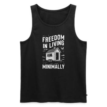 Rolling Tiny House Minimalist Lifestyle - Men's Premium Organic Tank Top - black - Front - AI Model Male 178 light (178cm)