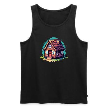 Rolling Tiny House Minimalist Lifestyle - Men's Premium Organic Tank Top - black - Front - AI Model Male 178 light (178cm)