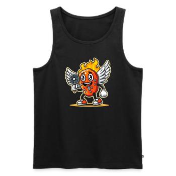 Ailes de poulet chaudes Ailes de poulet épicées Ailes de buffle - Débardeur bio Premium Homme - noir - Devant - AI Model Male 178 light (178cm)