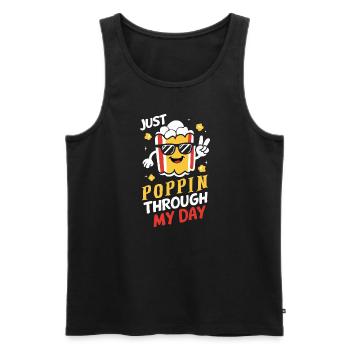 Lustiger Popcorn-spruch, Binge-watching-popcorn - Männer Premium Bio Tank Top - Schwarz - Vorne - Michal (187cm)