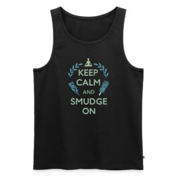 Smudge Sage Feder Spirituelle Hexerei Meditieren - Männer Premium Bio Tank Top - Schwarz - Vorne - Michal (187cm)
