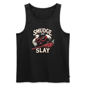 Smudge Sage Feder Spirituelle Hexerei Meditieren - Männer Premium Bio Tank Top - Schwarz - Vorne - Michal (187cm)