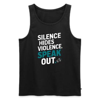 Raising awareness of domestic violence - Men's Premium Organic Tank Top - black - Front - AI Model Male 178 light (178cm)