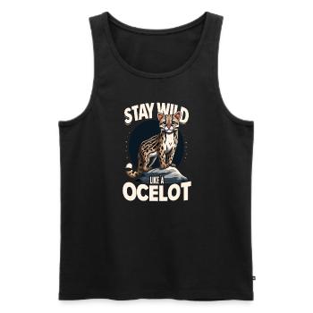 Ozelot Wild Cat Exotic Pets Jungle Big Cat - Männer Premium Bio Tank Top - Schwarz - Vorne - Michal (187cm)