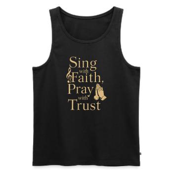 Musique chorale Chant religieux Musique confessionnelle - Débardeur bio Premium Homme - noir - Devant - AI Model Male 178 light (178cm)