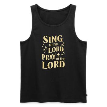 Musique chorale Chant religieux Musique confessionnelle - Débardeur bio Premium Homme - noir - Devant - AI Model Male 178 light (178cm)