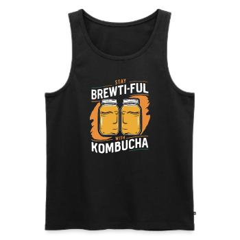 Benefits of Kombucha for Brewer Maker Tea Lover - Men's Premium Organic Tank Top - black - Front - AI Model Male 178 light (178cm)