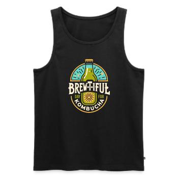 Benefits of Kombucha for Brewer Maker Tea Lover - Men's Premium Organic Tank Top - black - Front - AI Model Male 178 light (178cm)