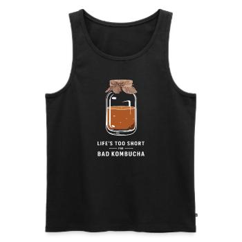 Benefits of Kombucha for Brewer Maker Tea Lover - Men's Premium Organic Tank Top - black - Front - AI Model Male 178 light (178cm)