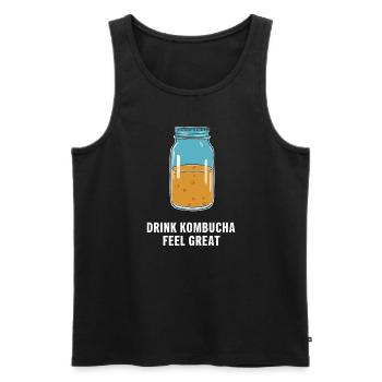 Benefits of Kombucha for Brewer Maker Tea Lover - Men's Premium Organic Tank Top - black - Front - AI Model Male 178 light (178cm)