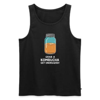 Benefits of Kombucha for Brewer Maker Tea Lover - Men's Premium Organic Tank Top - black - Front - AI Model Male 178 light (178cm)