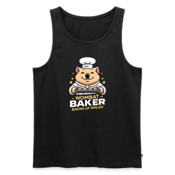 Wombat Baker - Cuire le sourire ! - Débardeur bio Premium Homme - noir - Devant - Michal (187cm)