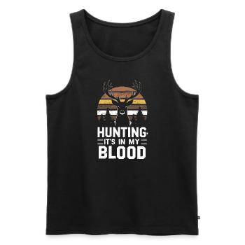 Vivez l’excitation de la chasse au cerf en forêt avec - Débardeur bio Premium Homme - noir - Devant - Michal (187cm)