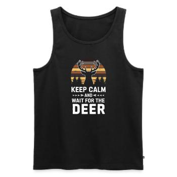 Vivez l’excitation de la chasse au cerf en forêt avec - Débardeur bio Premium Homme - noir - Devant - Michal (187cm)