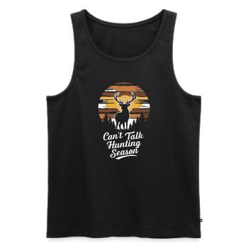 Vivez l’excitation de la chasse au cerf en forêt avec - Débardeur bio Premium Homme - noir - Devant - Michal (187cm)