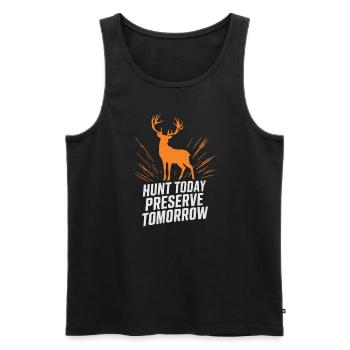 Vivez l’excitation de la chasse au cerf en forêt avec - Débardeur bio Premium Homme - noir - Devant - Michal (187cm)