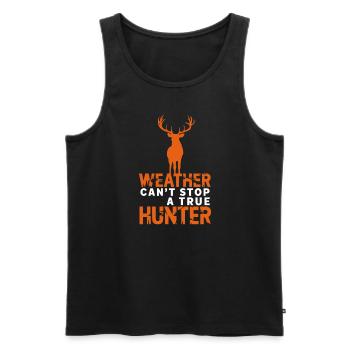 Vivez l’excitation de la chasse au cerf en forêt avec - Débardeur bio Premium Homme - noir - Devant - Michal (187cm)