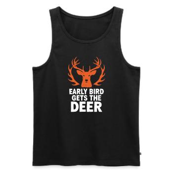 Vivez l’excitation de la chasse au cerf en forêt avec - Débardeur bio Premium Homme - noir - Devant - Michal (187cm)