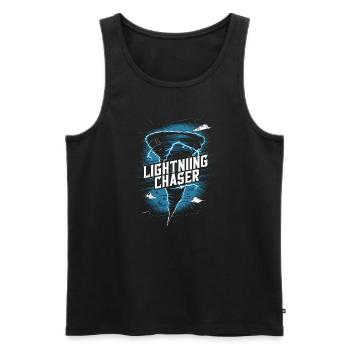 Erlebe Die Faszinierende Welt Des Tornadojagens - Männer Premium Bio Tank Top - Schwarz - Vorne - Michal (187cm)