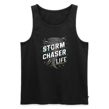 Découvrez le monde fascinant de la chasse aux tornades - Débardeur bio Premium Homme - noir - Devant - Michal (187cm)