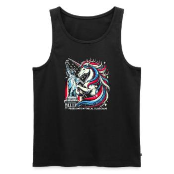 Patriotisme magique Licorne américaine États-Unis - Débardeur bio Premium Homme - noir - Devant - Michal (187cm)