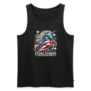 Patriotisme magique Licorne américaine États-Unis - Débardeur bio Premium Homme - noir - Devant - Michal (187cm)