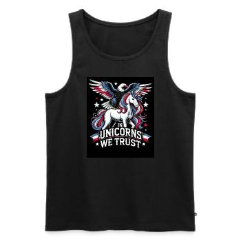 Patriotisme magique Licorne américaine États-Unis - Débardeur bio Premium Homme - noir - Devant - Michal (187cm)