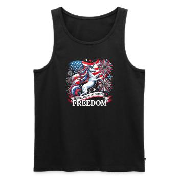 Patriotisme magique Licorne américaine États-Unis - Débardeur bio Premium Homme - noir - Devant - Michal (187cm)
