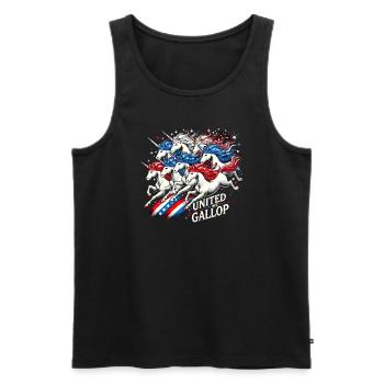 Patriotisme magique Licorne américaine États-Unis - Débardeur bio Premium Homme - noir - Devant - Michal (187cm)