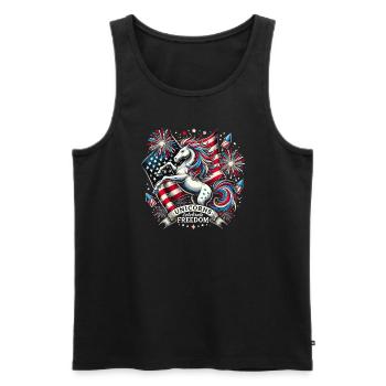 Patriotisme magique Licorne américaine États-Unis - Débardeur bio Premium Homme - noir - Devant - Michal (187cm)