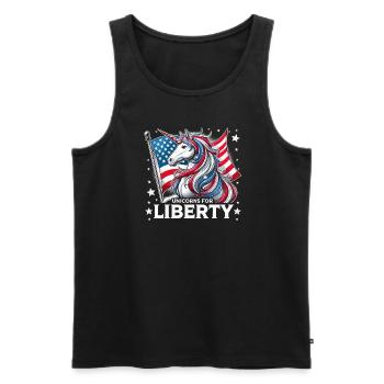 Patriotisme magique Licorne américaine États-Unis - Débardeur bio Premium Homme - noir - Devant - Michal (187cm)