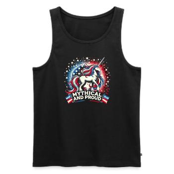 Patriotisme magique Licorne américaine États-Unis - Débardeur bio Premium Homme - noir - Devant - Michal (187cm)